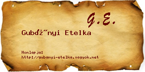 Gubányi Etelka névjegykártya